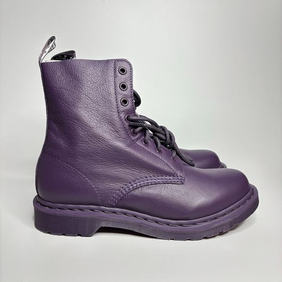 Dr. Martens 1460 Pascal Mono Virginia Leather Lace Up Boots in Blackcurrant - Picture 6 of 10